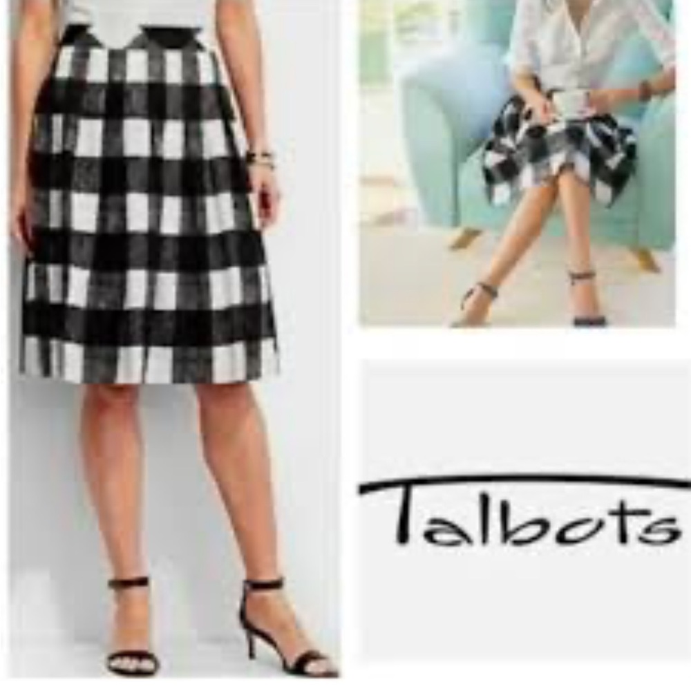 Talbots Black and White Plaid Skirt